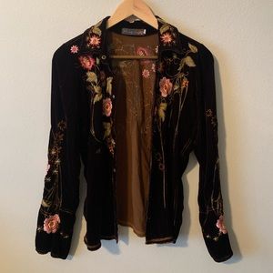 Velvet wine red/brown button down